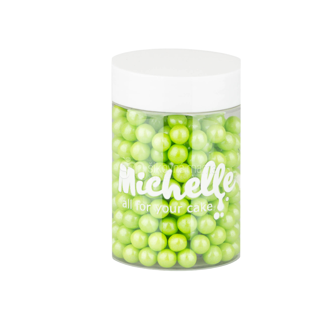 Cukrové perly Sv.zelené perleť 5mm 80g