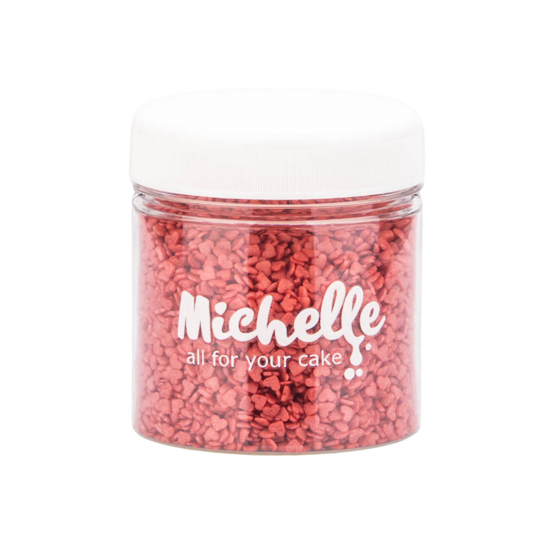 Cukrový posyp - Perleťové mini srdiečka červené 110g