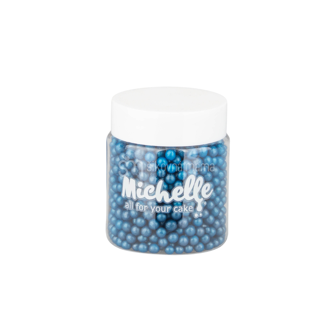 Cukrový posyp - Perly modré perleťové 4mm 45g