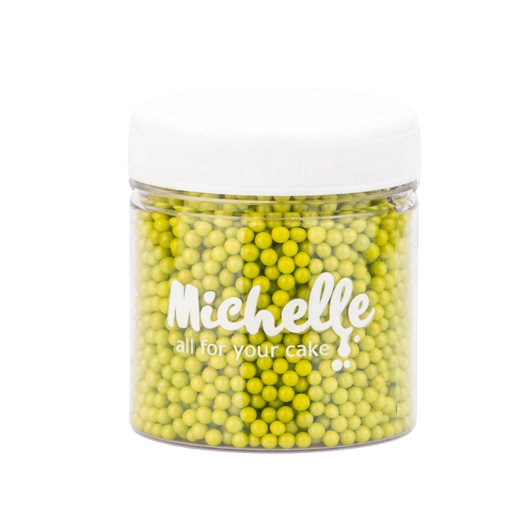 Cukrový posyp - Perly limetkové perleťové 4mm 150g