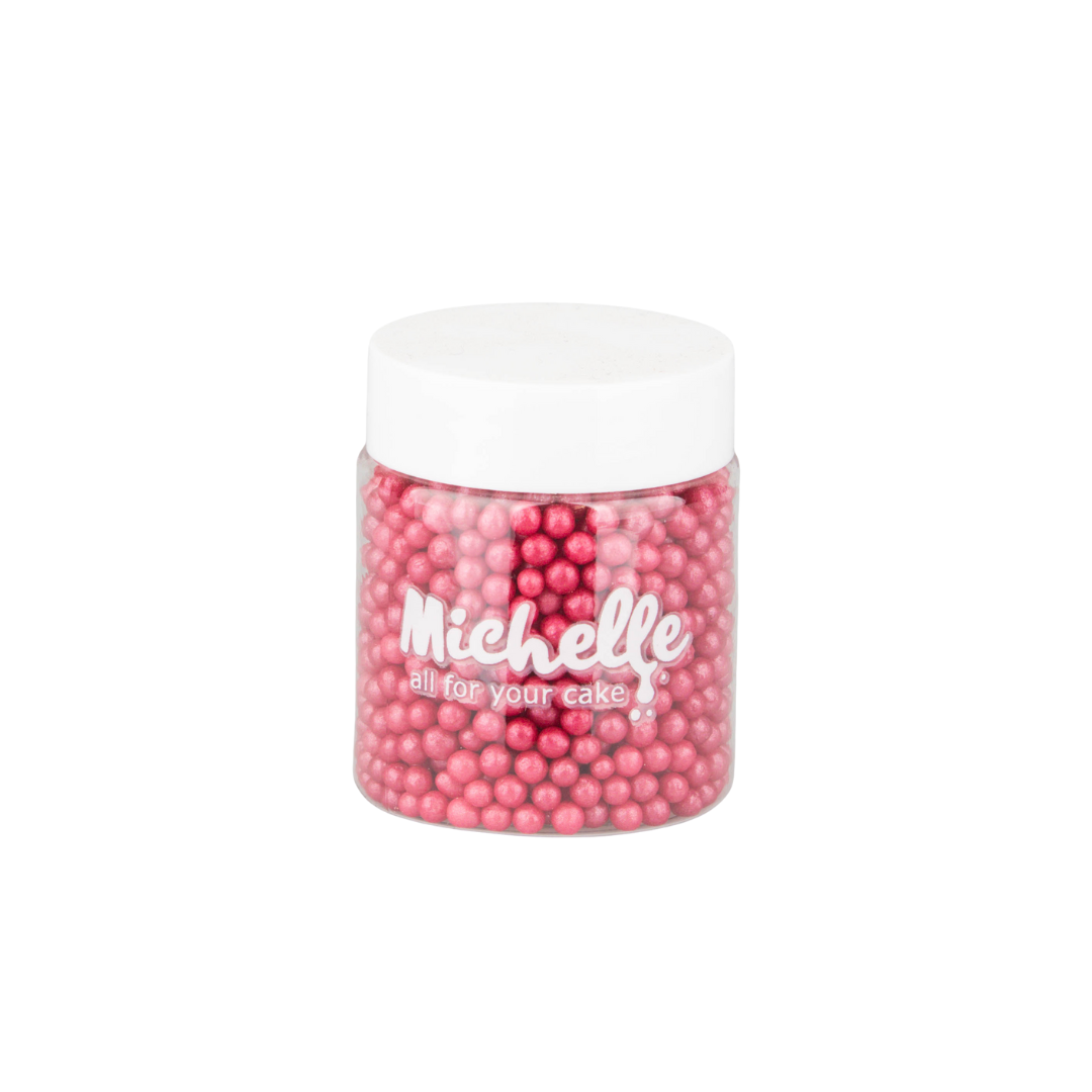 Cukrový posyp- Perly perleťové tmavo ružové 4mm 45g